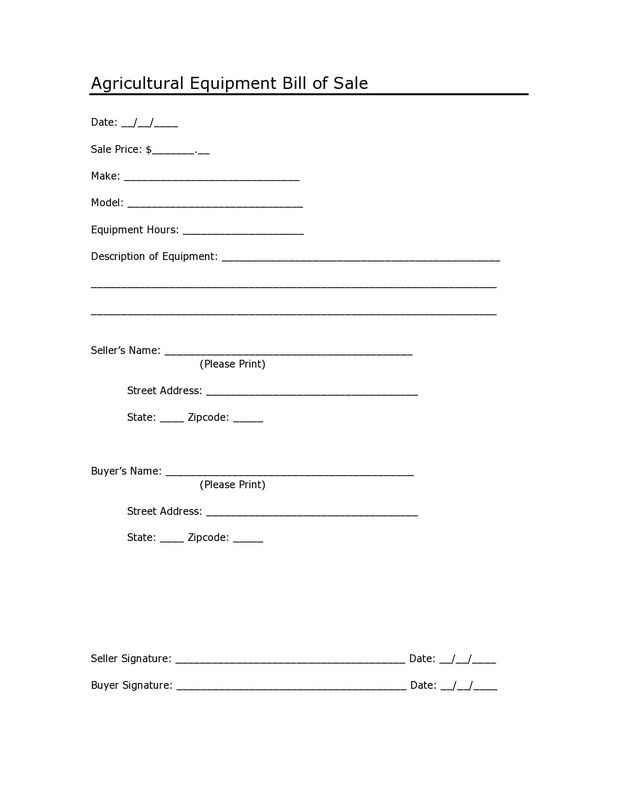 Tractor Proof Of Sale Form